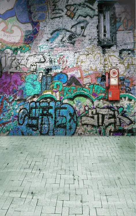 Пользовательский виниловый тканевый Граффити стена кирпичная уличная