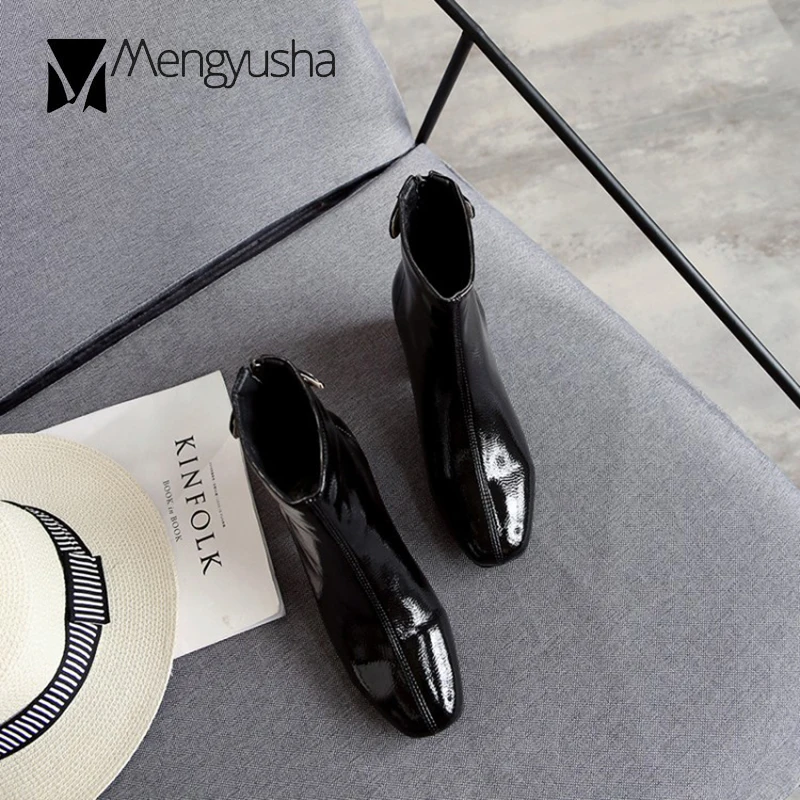 Британский solid Ботинки Челси женские большие размеры 42 43 из лакированной кожи на