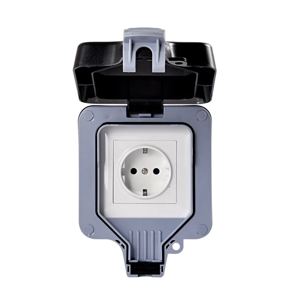 IP66 16A EU Standard Wall Power Outlet Weatherproof Waterproof Electrical Socket for Outdoor Wall/ Bathroom/Kitchen AC 110~250V |