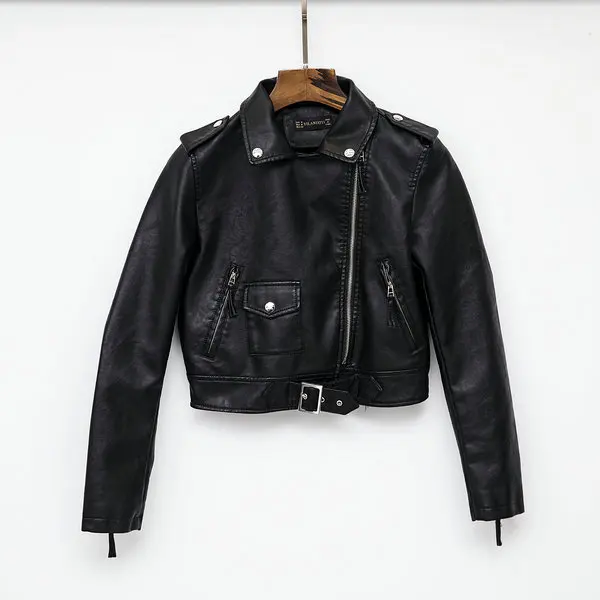Y8861 Black Новинка года; Модные женские куртки и пальто из искусственной мягкой кожи; сезон осень-зима; Женская офисная одежда на молнии с длинными рукавами; цвет бежевый, красный, черный - Цвет: Y8861 Black