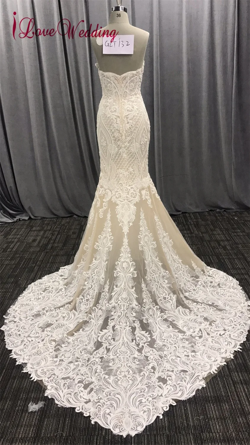 ILoveWedding 2019 Vestidos de novia без бретелек кружевное нежное украшенное бисером со шлейфом
