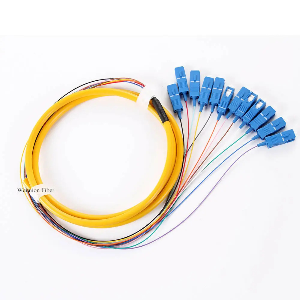12 цветных волокон FTTH 1 5 м SC/UPC Волоконно оптический пучок Pigtail 9/125 одиночный