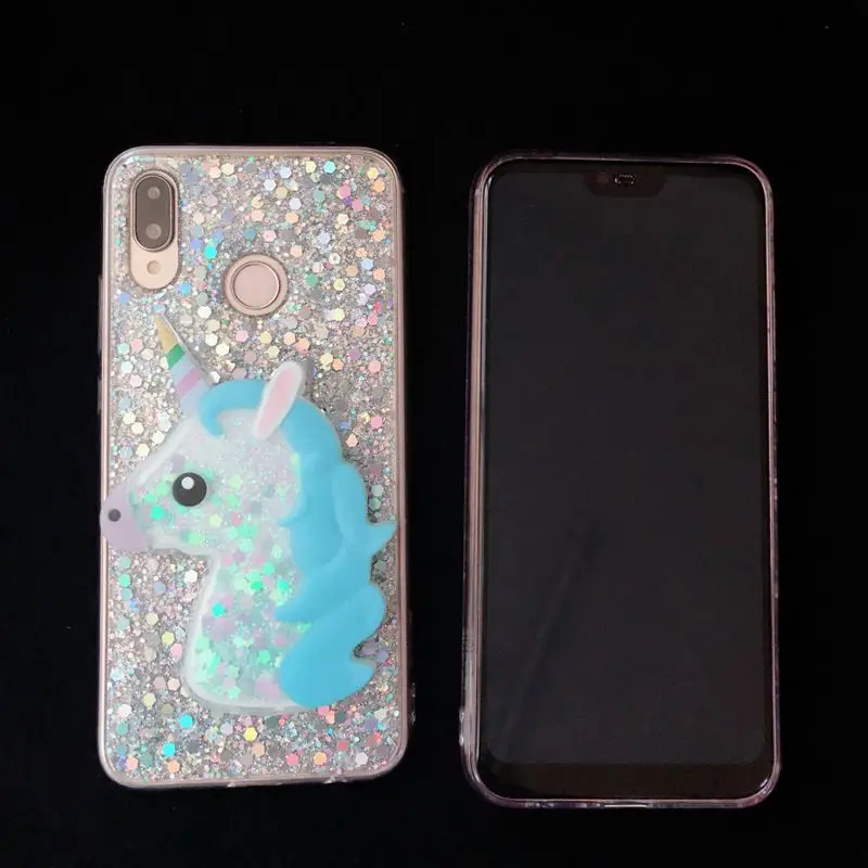 Милый 3D единорог зыбучий песок чехол для Huawei Mate 20 10 P20 lite pro Honor 7A 7C 8X 9 сверкающий с