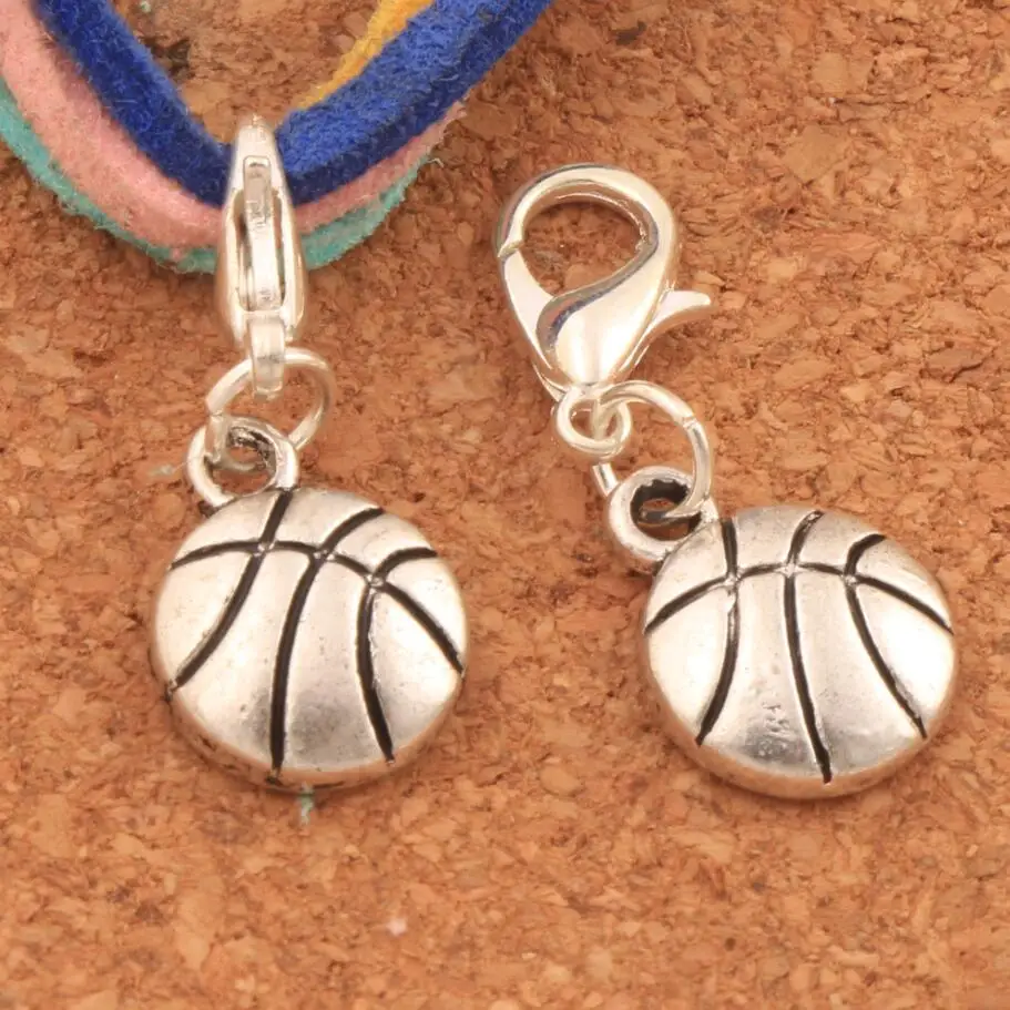 

Basketball Sports Lobster Claw Clasp Charm Beads 26.4x10.3mm 24PCSzinc alloy Jewelry DIY C374