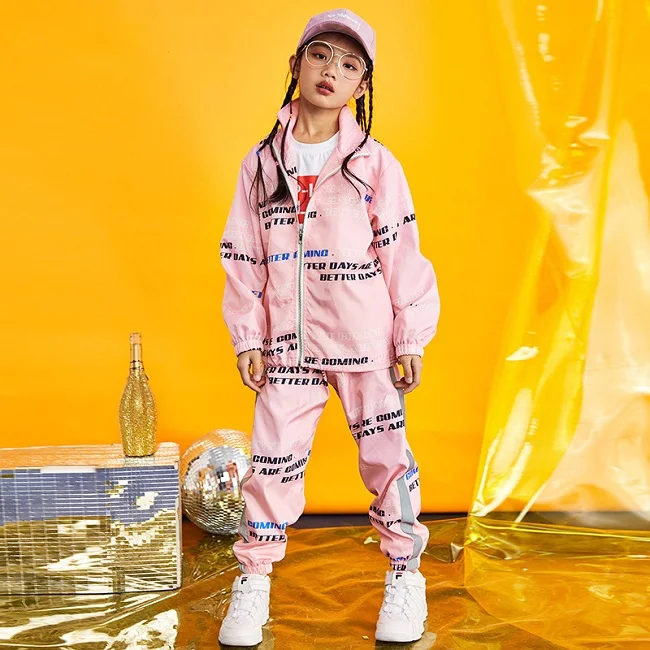 2 pieces set Костюм для джазовых танцев для мальчиков и девочек комплект уличной одежды для выступлений, Осенняя детская одежда костюмы в стиле хип-хоп, куртка и штаны комплект из 2 предметов, DL3275 - Цвет: 2 pieces set