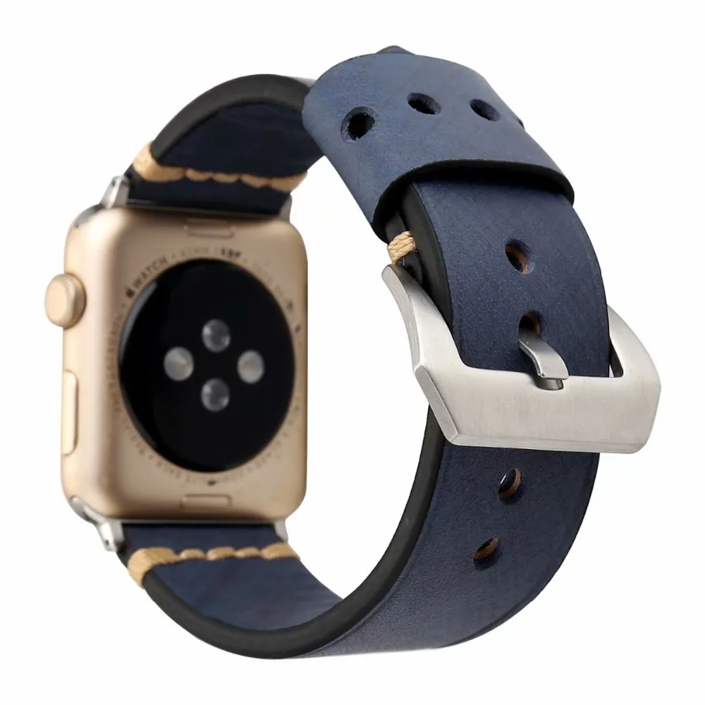 Итальянский кожаный ремешок для apple watch серии 4 3 2 1 Панк Натуральная кожа ремни
