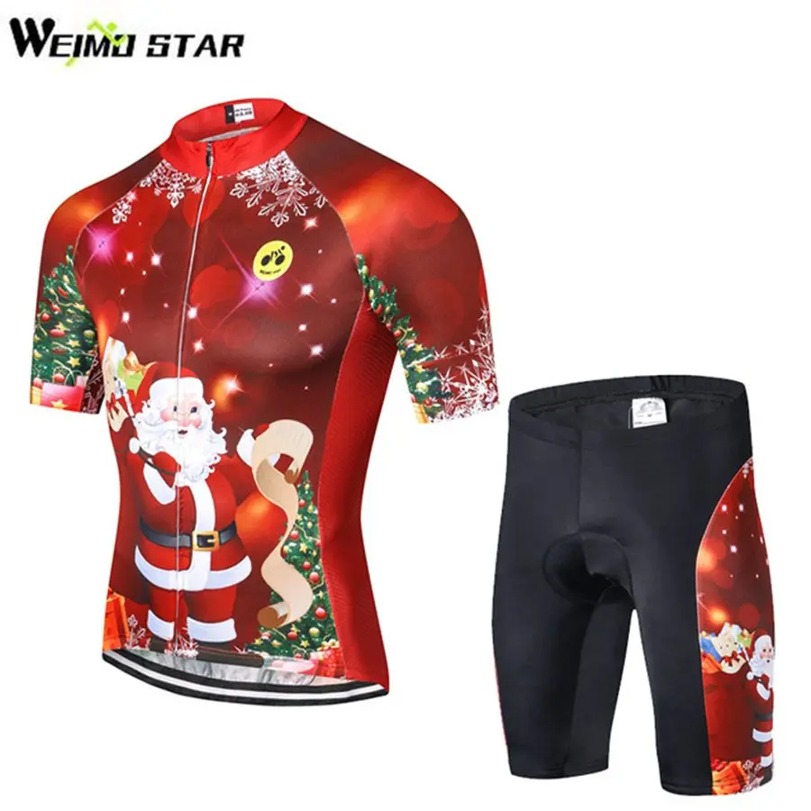 

Merry Christmas Shirt Cycling Jersey WEIMOSTAR Men cycling clothing maillot ciclismo MTB Jersey roupas ciclismo gel pad shorts