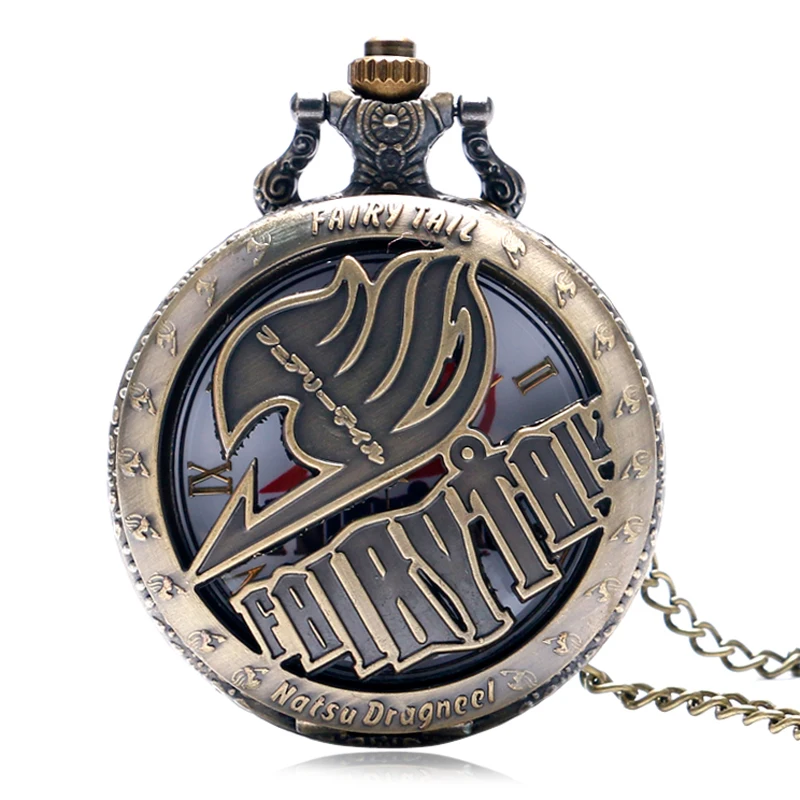 Ретро Бронзовый кварцевые карманные часы Аниме Дети Япония Мода Fairy Tail Нацу dragneel