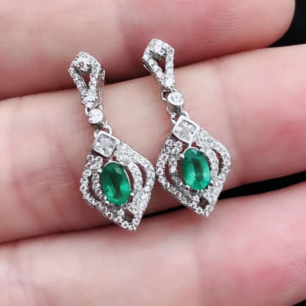 Серьги-капли из стерлингового серебра 925 пробы с натуральным изумрудом, красивые ювелирные изделия для женщин, свадебные женские серьги