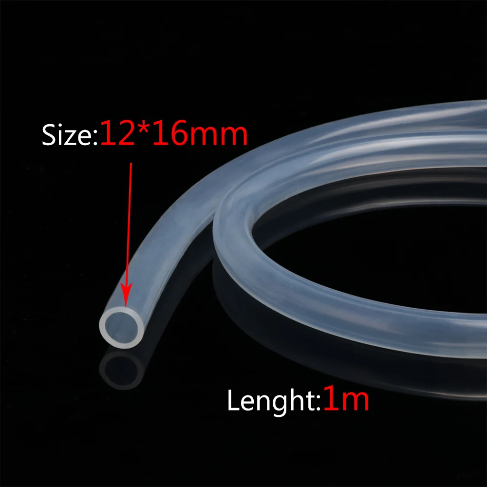 12x16 mm 1 м для детей 4, 5, 6, 7, 8, 9, 10, 11, 12, 14, 16 мм из Диаметр Гибкая силиконовая труба Еда Класс прозрачный силиконовый штамп резиновый шланг - Цвет: 12x16 mm