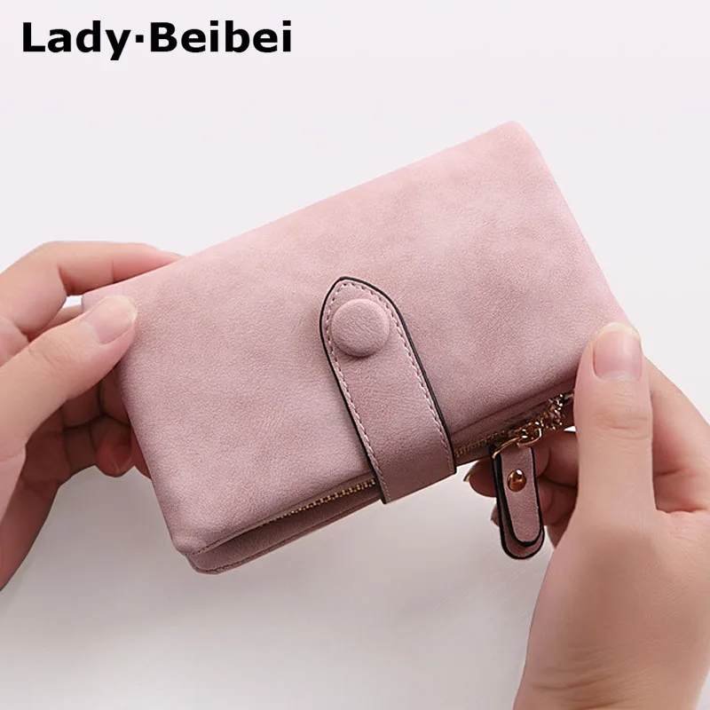 Женские кошельки из матовой кожи Beibei короткие винтажные с небольшим карманом для