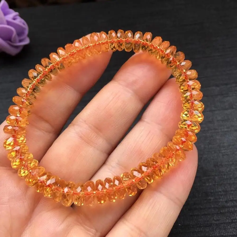 

8mm Natural Citrine Quartz Crystal Marquise Faceted Beads Wealth Bracelet AAAA