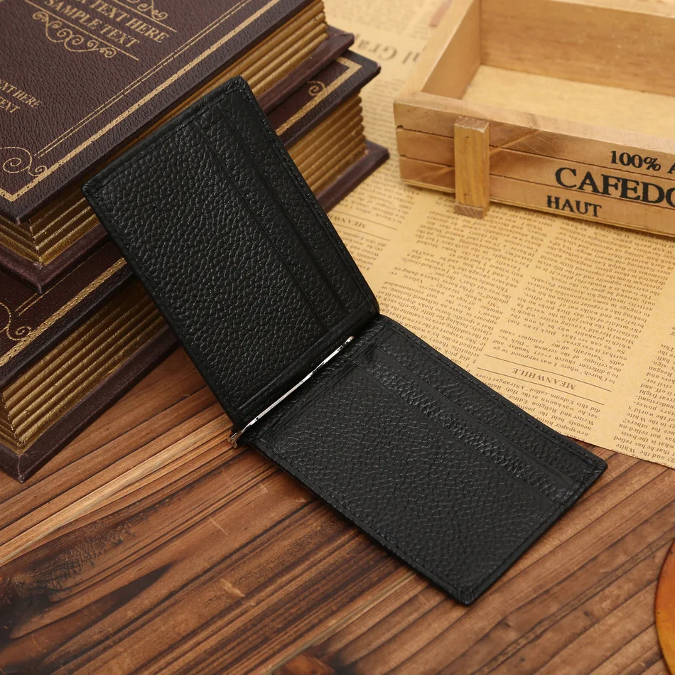 Модный Удобный минималистичный зажим для доллара из натуральной кожи черного и