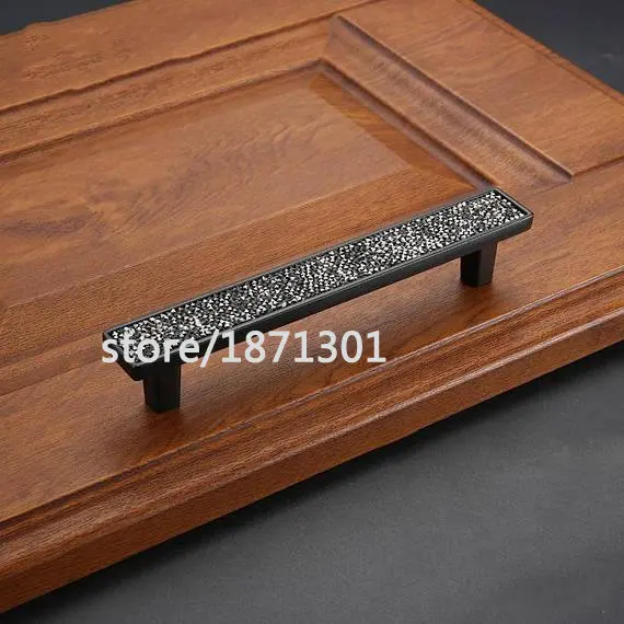 3,75 ''5'' 6,3 ''кристалл черный выдвижной ящик ручка кухонный шкаф дверные ручки стекло горный хрусталь комод тянет Декор