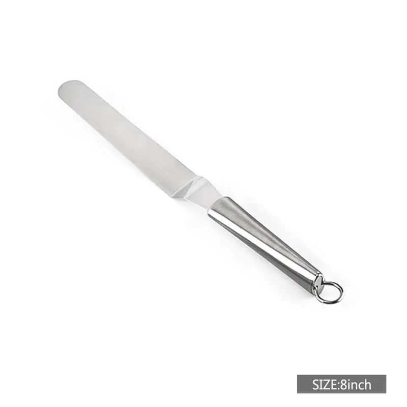 Curved-8 Inch QueenTime лопатка из нержавеющей стали для глазури лопатки для крема скребок для масла инструменты для украшения торта прочная кухонная утварь - Цвет: Curved-8 Inch