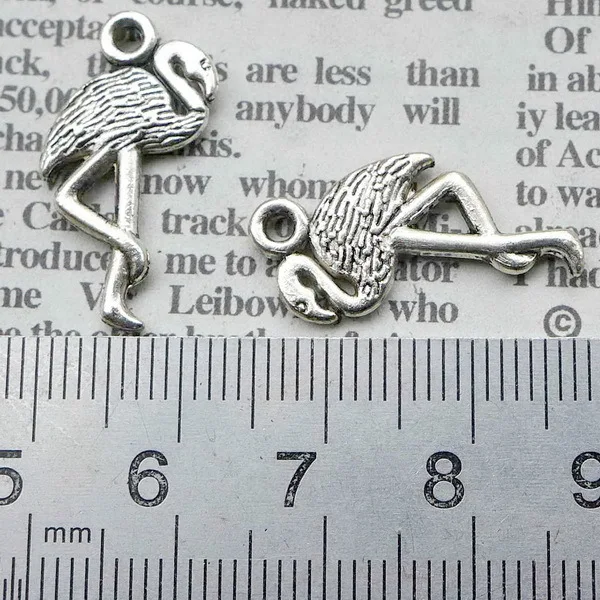 50 шт. очаровательные Фламинго Античные Серебряные Подвески 24 * 14mm1.3g ручная работа