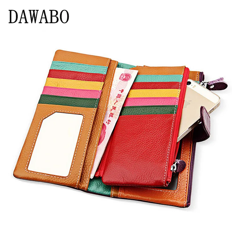 

Hot Sales Female Wallets Zipper Genuine Leather Wallet Women Wallets Clutch Carteira Feminina 24*Card Holder Brand Wallet