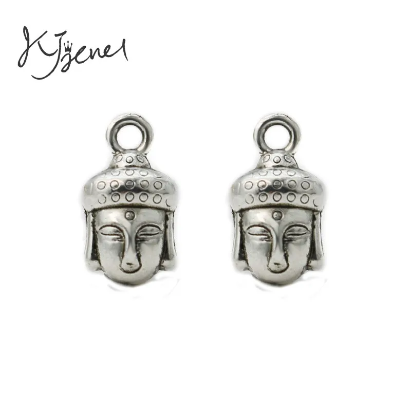 

KJjewel Antique Silver Plated 3D Buddha Charm Pendant Jewelry Findings Accessories Making fit Bracelet Craft DIY 14x8mm