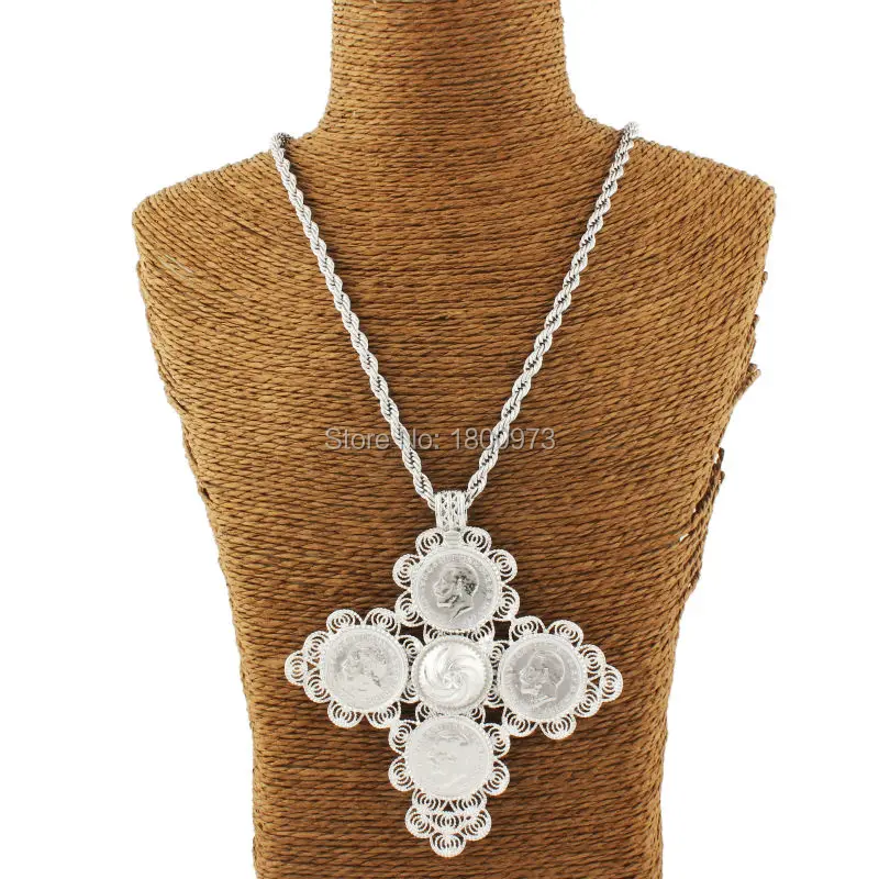 Newest Big Size Cross Ethiopian wedding Habesha jewelry sets For Women Silver Plated Jewelry African bridal | Украшения и