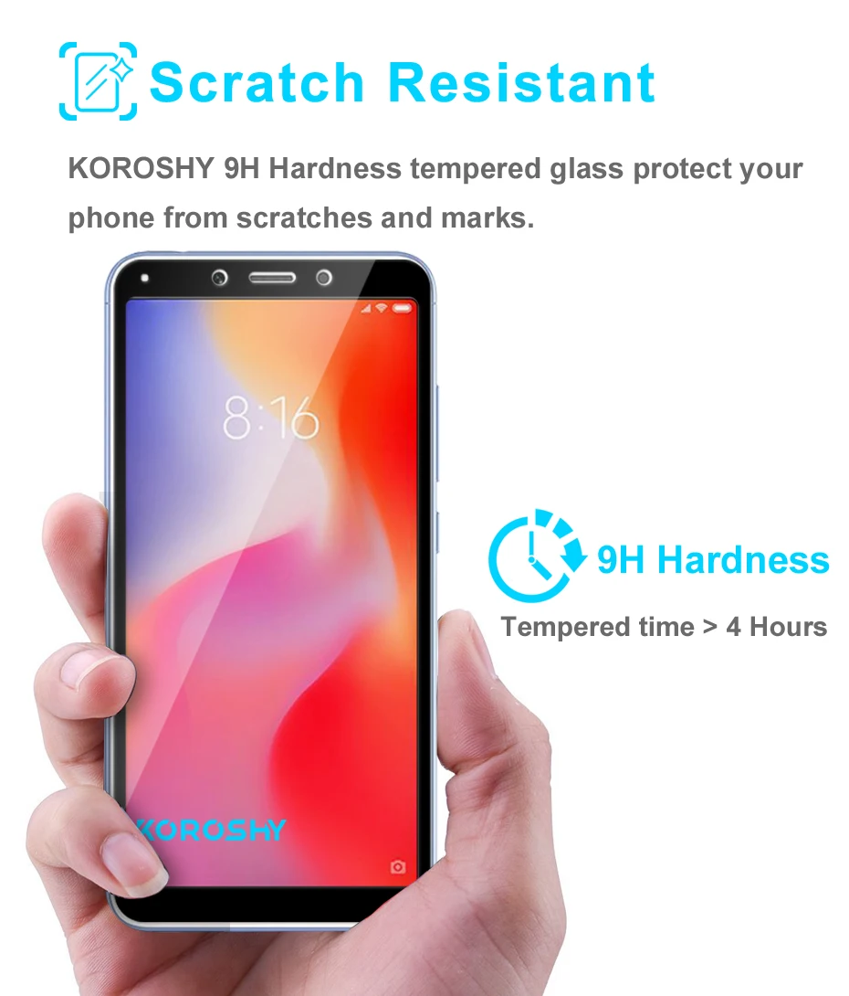 KOROSHY 9H полное покрытие закаленное стекло для Xiaomi Redmi 6 Pro 6A 6Pro защита экрана