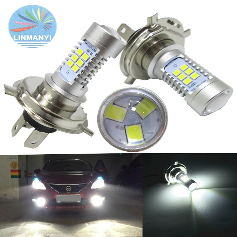 2 шт. H4 21W 2835 21 SMD 900LM 6000K супер яркий Автомобильный светодиодный противотуманный