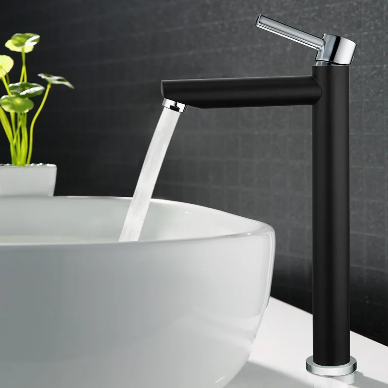 Basin faucet Hot and Cold Copper bathroom sink tall chrome/black/white brass crane | Обустройство дома
