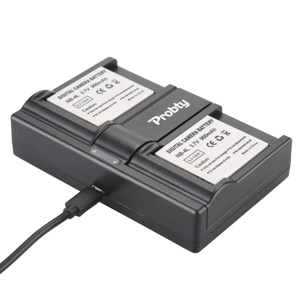 2 шт. NB-4L батареи NB 4L + USB двойное зарядное устройство для Canon PowerShot SD200 SD300 SD400 SD430 SD450