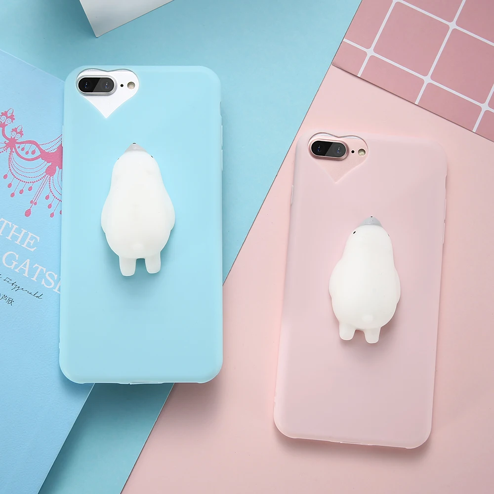 KISSCASE For iPhone 5 6 6S 7 8 Plus Case Cute Cat 3D Kneading Bag Cover S 5S SE Squishy Mobile Phone Cases |