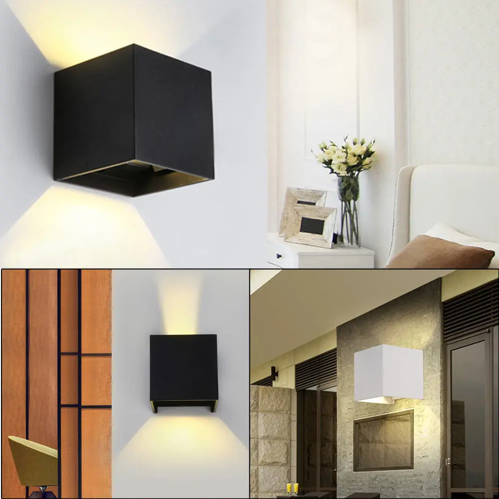 

Waterproof 7W Aluminum Cube COB LED Wall Lamp Modern Home Yard Corridor Wall Light Cob led night light home decor AC 85-265V