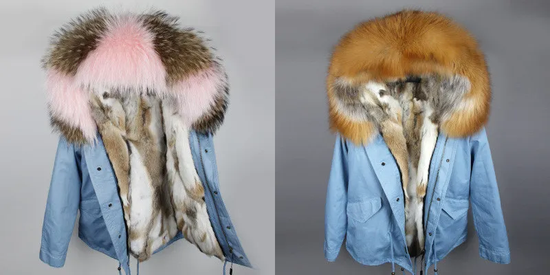 OFTBUY, парка, зимняя куртка, Женская парка, пальто с натуральным мехом енота, воротник с капюшоном, мех кролика, парка, теплая, толстая