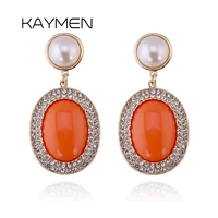 kaymen big statement dangle drop earrings golden color inlaid resin and rhinestones fashion earrings boucles doreille jewelry