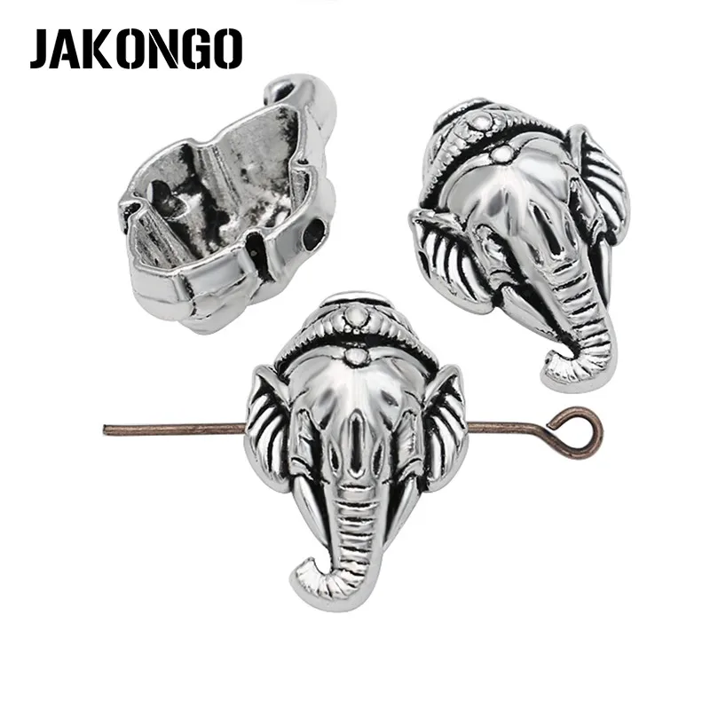 JAKONGO разделительные бусины с головой слона античные посеребренные для