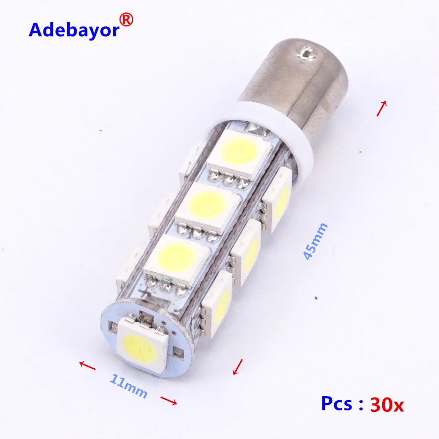 30X Авто BA9S t11 5050 led 13 SMD 6523 1895 W6W T4W светильник 12V рулевой указатель поворота панель