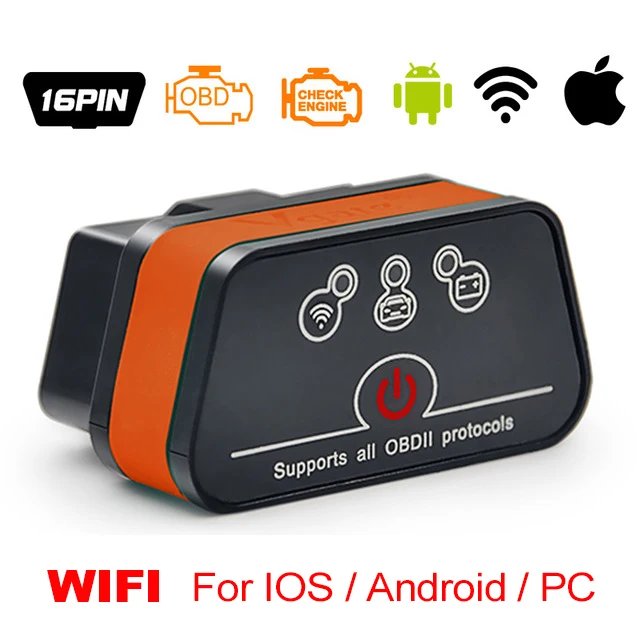 Vgate icar2 Bluetooth/Wifi OBD2 диагностический инструмент ELM327 OBD 2 сканер Mini ELM 327 icar 2 для android/PC/IOS OBDII считыватель кодов - Цвет: Orange black Wifi