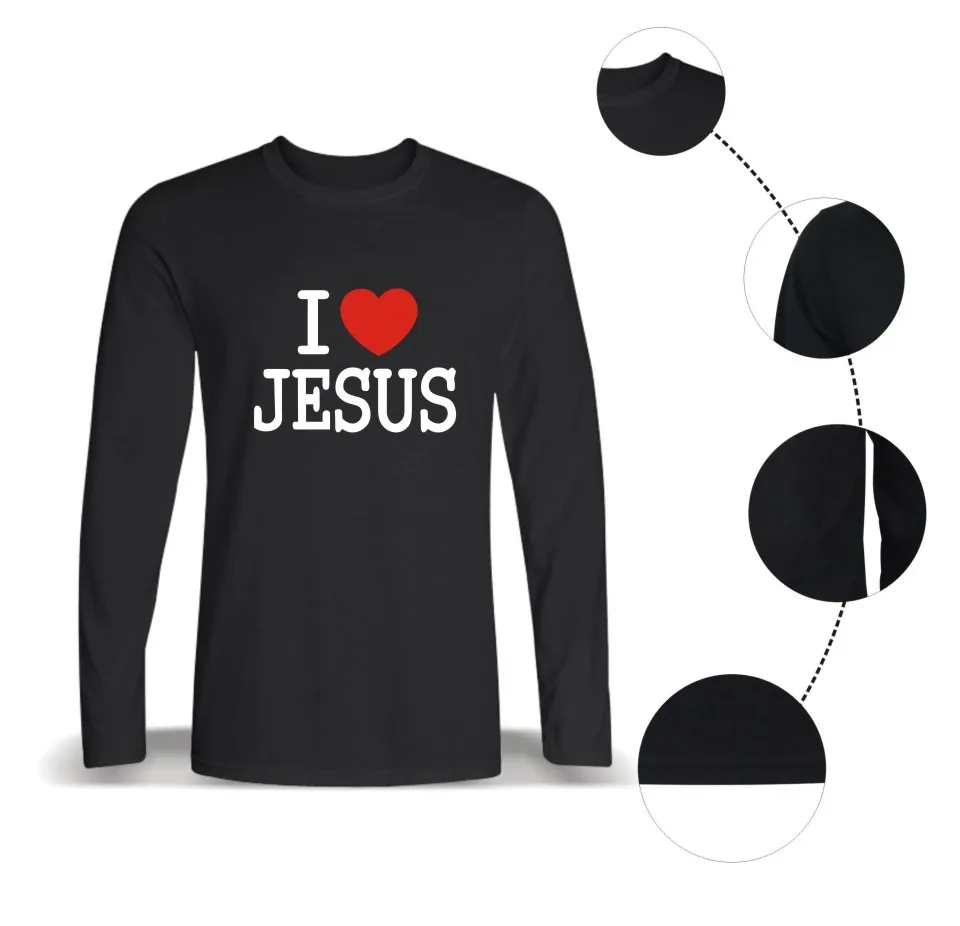 I Love Jesus Christian футболка с длинным рукавом для мужчин смешная черная модная футболка мужская брендовая Повседневная Высококачественная Футболка мужская хлопок 4XL