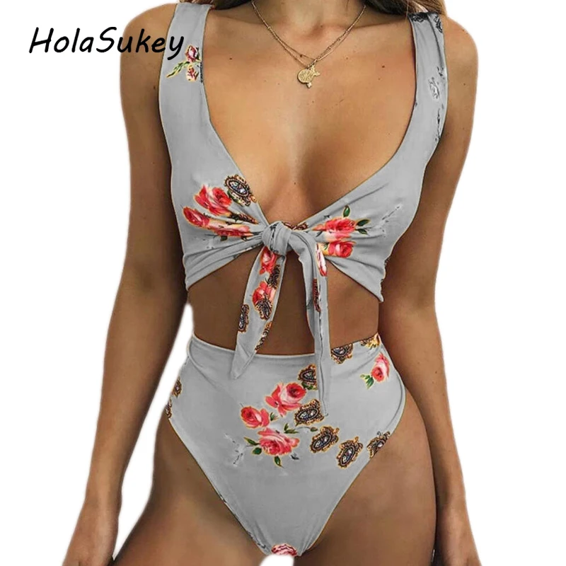 HolaSukey новинка 2020 комплект бикини сексуальный купальник с принтом женский высокой