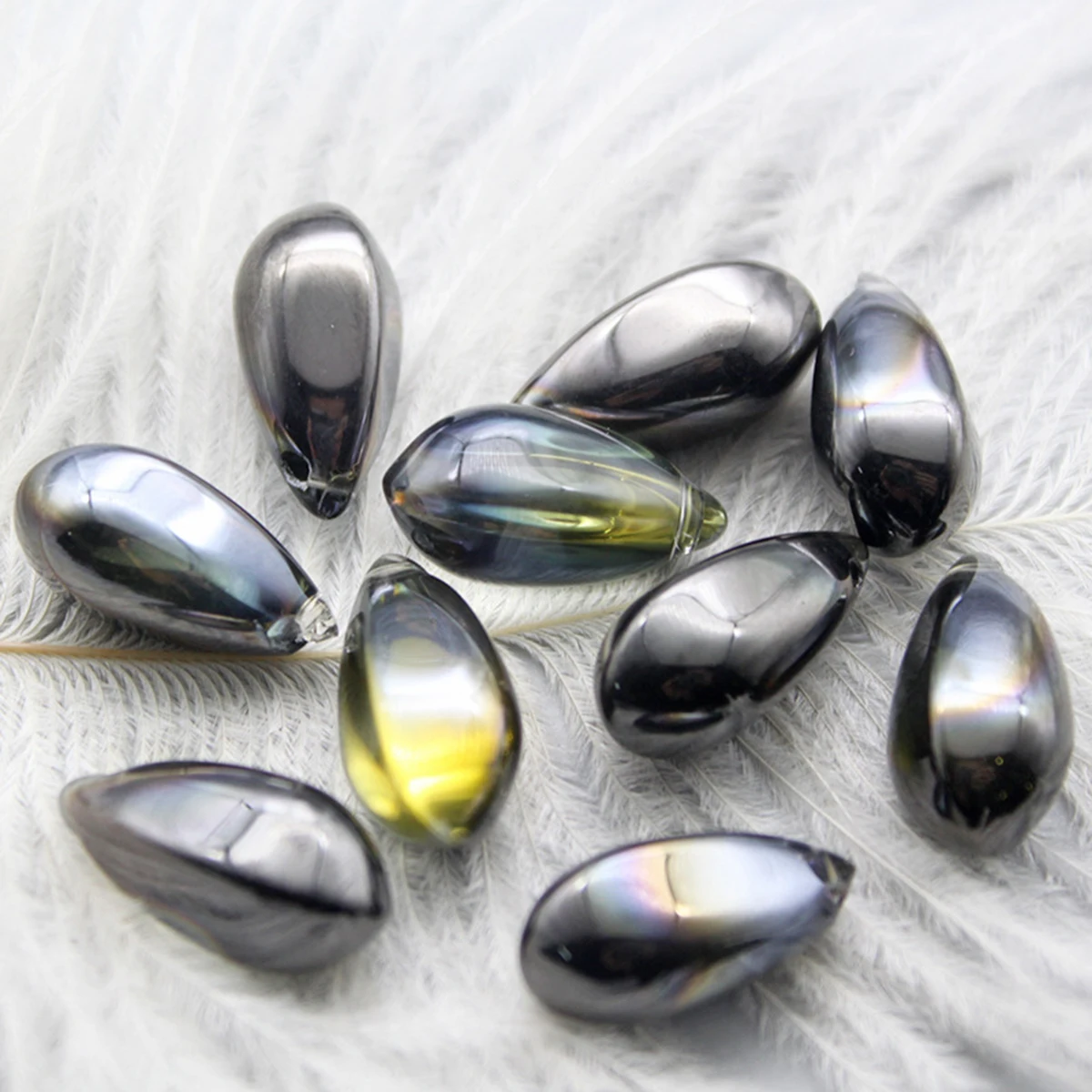 DoreenBeads стеклянные чешские бусины, капельные оранжевые AB радужные цвета, около 19 мм(6/") х 10 мм(3/8"), отверстие: около 1,2 мм, 10 шт