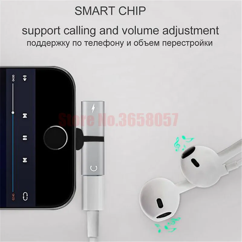 10 шт. 2 в 1 аудио адаптер для iPhone 7 8 Plus X разъем разветвитель зарядное устройство адаптер для наушников AUX кабель