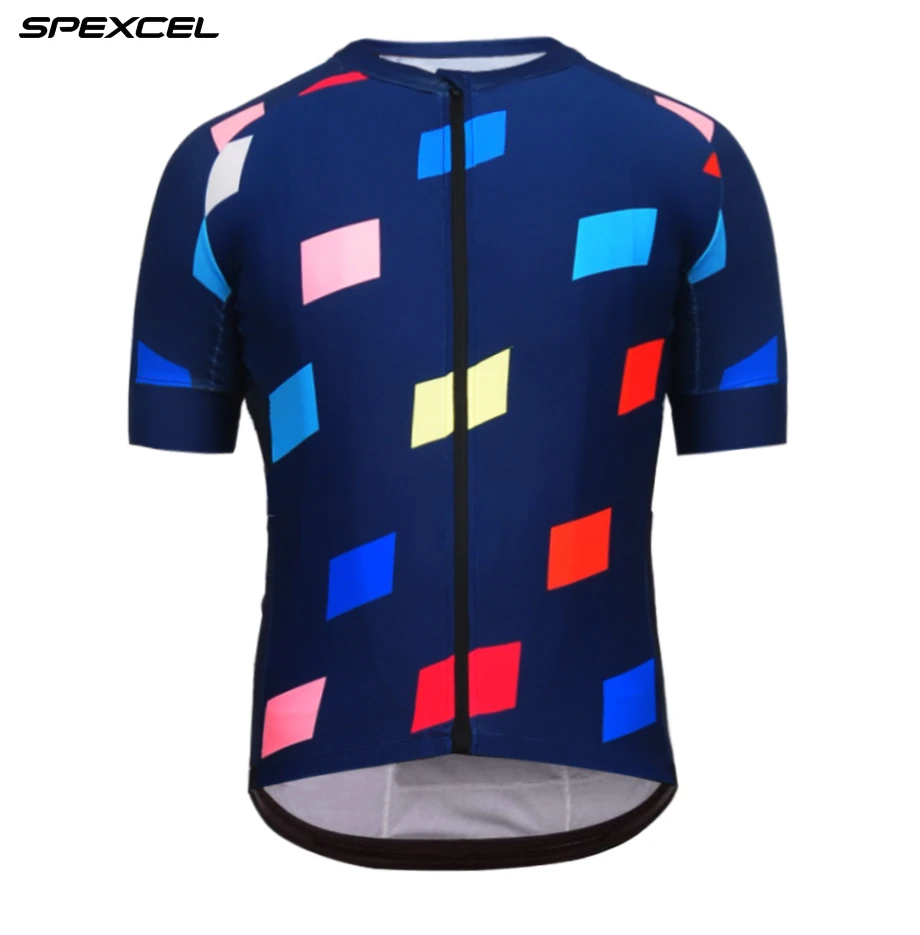 2017 SPEXCEL flag Navy short sleeve cycling jersey 3 fabric with 14 panels top quality gear race fit free shipping | Спорт и