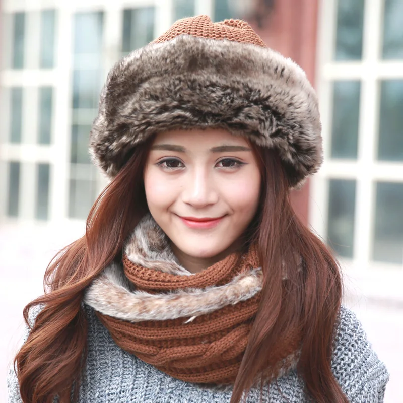 Новинка 2017 женская зимняя шапка и шарф из искусственного кроличьего меха|fur hat|rabbit