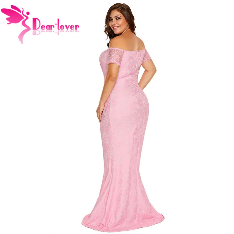 Dear Lover Макси-платье с открытыми плечами большие размеры женская одежда розовое