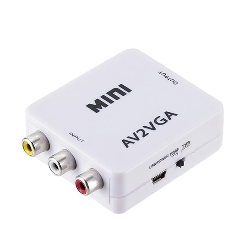 Mini HD AV2VGA Video Converter Convertor Box AV RCA CVBS to VGA Conversor with 3.5mm Audio PC HDTV | Электроника