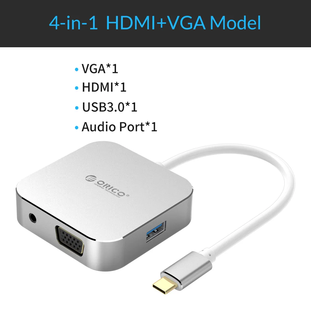 XD-312-SV ORICO usb-хаб USB C до 3,0 концентратор HDMI VGA адаптер алюминиевый сплав USB разветвитель для MacBook samsung Galaxy S10 huawei mate 20 Pro - Цвет: XD-312-SV