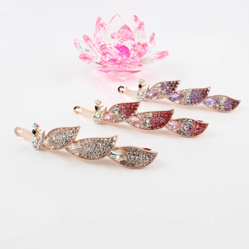 Заколка для волос женская бижутерия павлин птица брендовые аксессуары Стразы