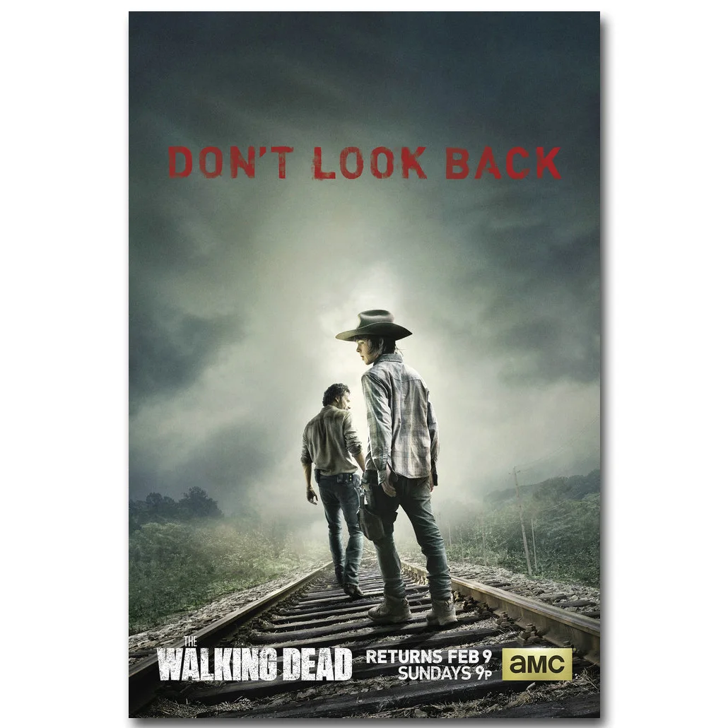 The Walking Dead Art Шелковый тканевой плакат с принтом 13x20 24x36 дюймов ТВ серии картина для комнаты украшения стен Рик Дэрил 040 - Цвет: Коричневый