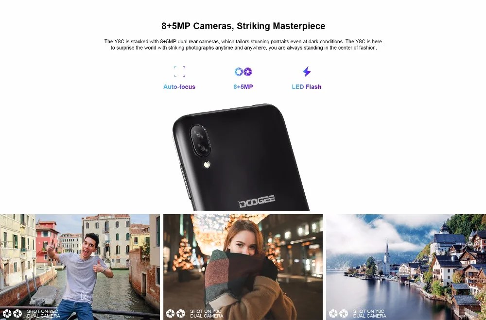 DOOGEE Y8c 6 1 дюймов 19:9 водонепроницаемый экран LTPS смартфон разблокировка лица 16 Гб rom