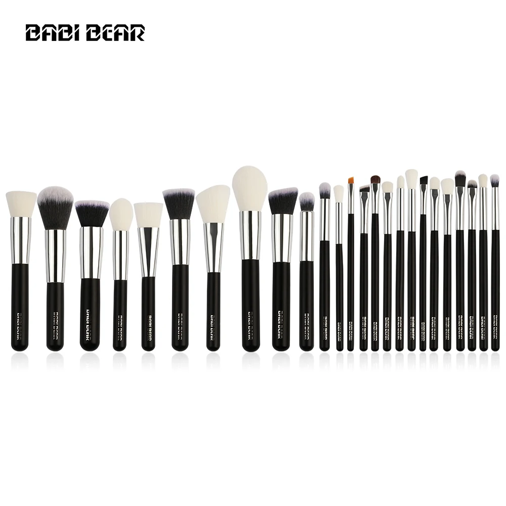 25 шт Серебряные/черные кисти ля макияжа набор кистей для Набор основа кисточки