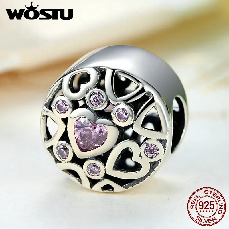 Настоящие бусины-подвески в виде сердца из серебра 100% дюйма подходят для