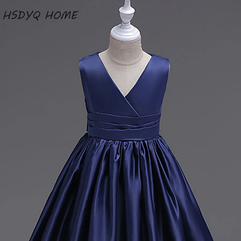 Простые платья с V-образным вырезом для девочек Новое поступление 2017 дешевые