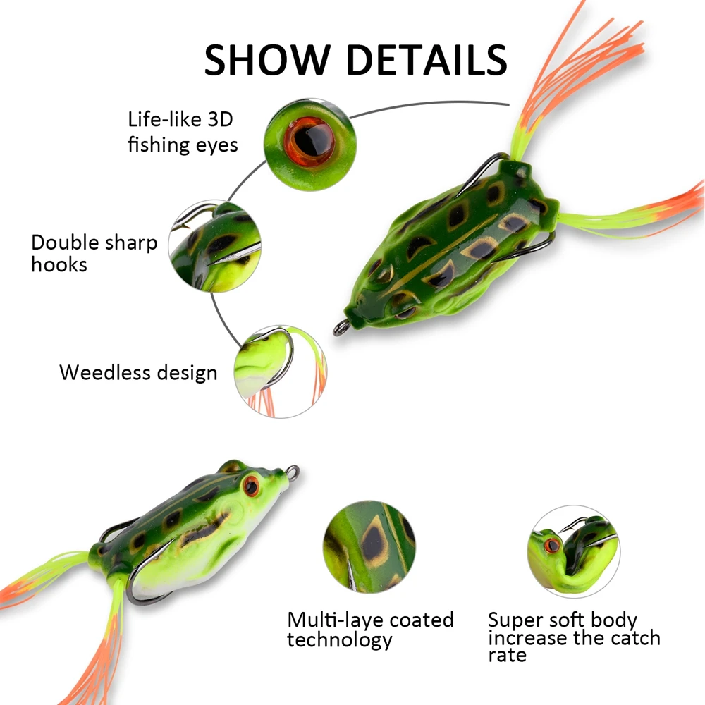Goture 9 шт./лот Topwater рыболовная приманка Лягушка Мягкие приманки воблеры